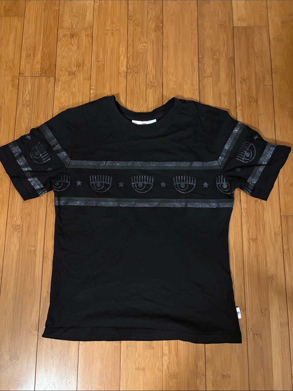 Chiara Ferragni Black Graphic Short-Sleeve Tee